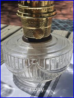 VTG Aladdin Model 23 Clear Lincoln Drape Kerosene Oil Lamp withChimney Set of 2