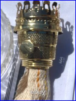 VTG Aladdin Model 23 Clear Lincoln Drape Kerosene Oil Lamp withChimney Set of 2