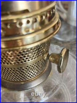 VTG Aladdin Model 23 Clear Lincoln Drape Kerosene Oil Lamp withChimney Set of 2