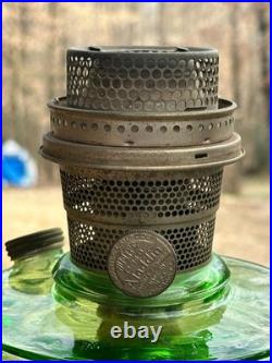 VTG Aladdin Nu-Type Model B Washington Drape Uranium Green Glass Oil Lamp, Glows