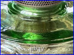 VTG Aladdin Nu-Type Model B Washington Drape Uranium Green Glass Oil Lamp, Glows