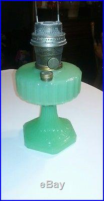 VTG Antique Aladdin Jadeite Moonstone Kerosene Oil Table Lamp