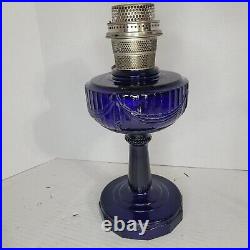 VTG B 76 Aladdin Cobalt Blue Crystal Tall Lincoln Drape TLD Glass Lamp