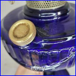 VTG B 76 Aladdin Cobalt Blue Crystal Tall Lincoln Drape TLD Glass Lamp