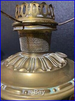 VTG Nickel Brass Aladdin Mantle Lamp Model 12 Burner Kerosene Milk Glass Shade