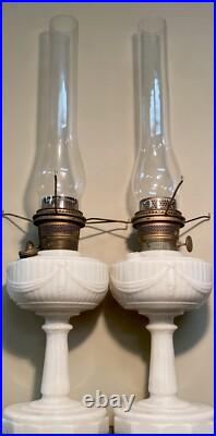 VTG Uranium Aladdin Alacite Tall Lincoln Drape Glass Model B Oil Lamps Glows Hot