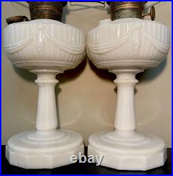 VTG Uranium Aladdin Alacite Tall Lincoln Drape Glass Model B Oil Lamps Glows Hot