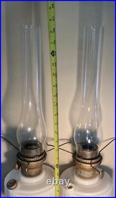 VTG Uranium Aladdin Alacite Tall Lincoln Drape Glass Model B Oil Lamps Glows Hot