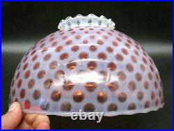 Vintage 10 Cranberry Opalescent Glass Windows Coindot Oil Kerosene Lamp Shade
