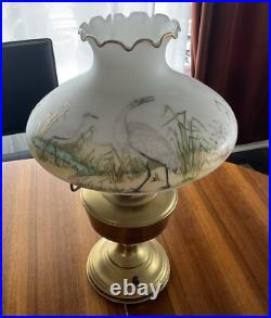 Vintage# 12 Aladdin Lamp Hand Painted Shade Egrets/water/reeds Signed Drewitz