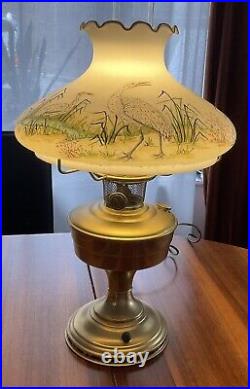 Vintage# 12 Aladdin Lamp Hand Painted Shade Egrets/water/reeds Signed Drewitz