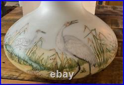 Vintage# 12 Aladdin Lamp Hand Painted Shade Egrets/water/reeds Signed Drewitz
