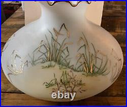 Vintage# 12 Aladdin Lamp Hand Painted Shade Egrets/water/reeds Signed Drewitz