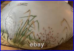 Vintage# 12 Aladdin Lamp Hand Painted Shade Egrets/water/reeds Signed Drewitz