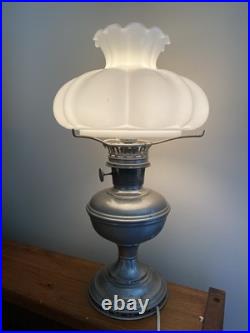 Vintage 14 Aladdin Model #11 Kerosene Oil Lamp Electrified White Melon Shade