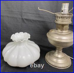 Vintage 14 Aladdin Model #11 Kerosene Oil Lamp Electrified White Melon Shade
