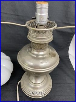 Vintage 14 Aladdin Model #11 Kerosene Oil Lamp Electrified White Melon Shade