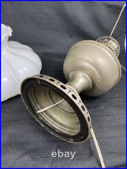 Vintage 14 Aladdin Model #11 Kerosene Oil Lamp Electrified White Melon Shade