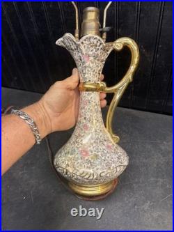 Vintage 1909 Weber Ceramic Aladdin Lamp Electric Table Lamp 22in