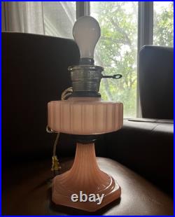 Vintage 1930s Aladdin Corinthian Lamp Rose Moonstone Glass, Electrified NO DRILL