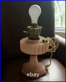 Vintage 1930s Aladdin Corinthian Lamp Rose Moonstone Glass, Electrified NO DRILL