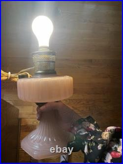 Vintage 1930s Aladdin Corinthian Lamp Rose Moonstone Glass, Electrified NO DRILL