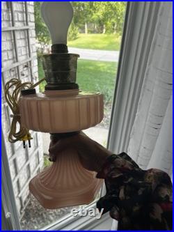Vintage 1930s Aladdin Corinthian Lamp Rose Moonstone Glass, Electrified NO DRILL