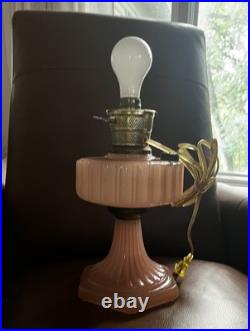 Vintage 1930s Aladdin Corinthian Lamp Rose Moonstone Glass, Electrified NO DRILL