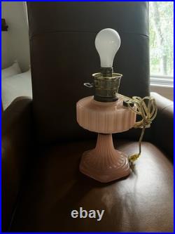 Vintage 1930s Aladdin Corinthian Lamp Rose Moonstone Glass, Electrified NO DRILL