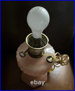 Vintage 1930s Aladdin Corinthian Lamp Rose Moonstone Glass, Electrified NO DRILL