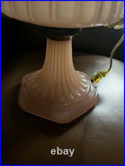 Vintage 1930s Aladdin Corinthian Lamp Rose Moonstone Glass, Electrified NO DRILL