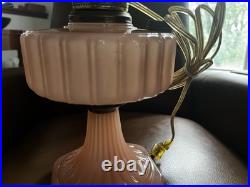 Vintage 1930s Aladdin Corinthian Lamp Rose Moonstone Glass, Electrified NO DRILL