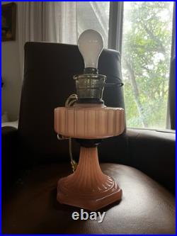 Vintage 1930s Aladdin Corinthian Lamp Rose Moonstone Glass, Electrified NO DRILL