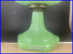 Vintage 1930s Aladdin Oil Lamp Jadeite Glass Milk Deco EUC Mantle Green HTF USA