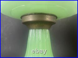 Vintage 1930s Aladdin Oil Lamp Jadeite Glass Milk Deco EUC Mantle Green HTF USA