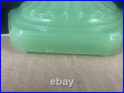 Vintage 1930s Aladdin Oil Lamp Jadeite Glass Milk Deco EUC Mantle Green HTF USA