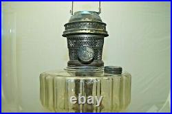 Vintage 1935 36 Aladdin Corinthian Clear & Amber Oil Kerosene Lamp & Chimney