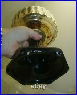 Vintage 1935 36 Aladdin Corinthian Clear & Black Oil Kerosene Lamp & Chimney