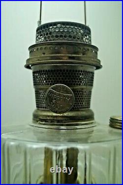 Vintage 1935 36 Aladdin Corinthian Clear Oil Kerosene Lamp & Chimney