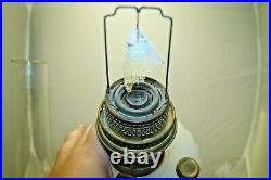 Vintage 1935 36 Aladdin Corinthian White Moonstone Oil Kerosene Lamp & Chimney