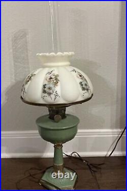 Vintage 1935-36 Aladdin Model B Orientale B-132 Green Oil Lamp With Chimney