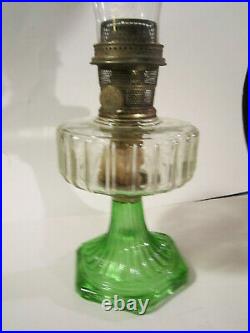 Vintage 1935 Aladdin Corinthian Clear, Green Oil Kerosene Lamp & Model B Burner