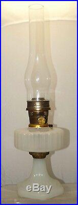 Vintage 1935 Aladdin Corinthian White Alacite Moonstone Kerosene Oil Table Lamp