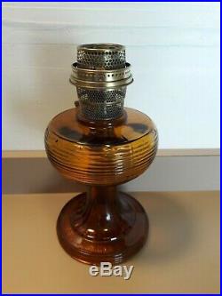 Vintage 1937-38 Aladdin B-82D Amber Dark Crystal Kerosene Oil Lamp