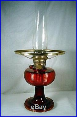 Vintage 1937 Aladdin Ruby Red Glass Beehive Kerosene Oil Lamp Model B Burner