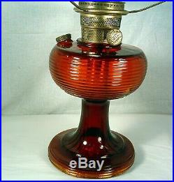 Vintage 1937 Aladdin Ruby Red Glass Beehive Kerosene Oil Lamp Model B Burner