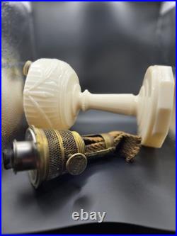 Vintage 1939-41 Aladdin Uranium B-75 Tall Lincoln Drape Ivory Alacite Oil Lamp