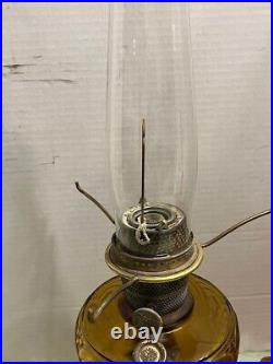 Vintage 1939 Aladdin B-55 Amber Plain Stem Washington Drape Oil Lamp with Shade