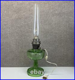 Vintage 1939 Aladdin Green Glass Washington Drape Nu-Type B Lamp Electrified
