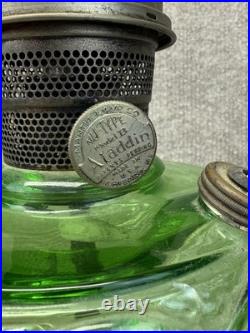 Vintage 1939 Aladdin Green Glass Washington Drape Nu-Type B Lamp Electrified